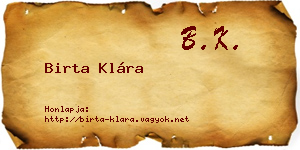 Birta Klára névjegykártya